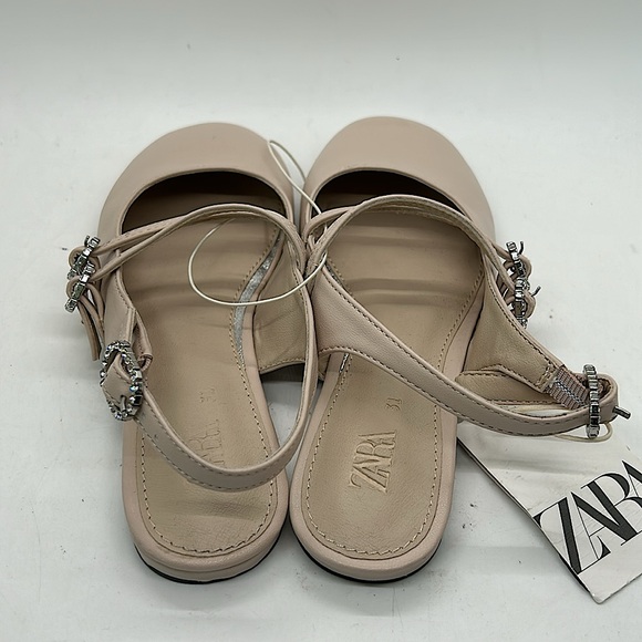 Zara NWT Blush Pink Rhinestone Ballet Slippers Flats Shoes **Size 31/US 13-1/2** - Picture 5 of 6